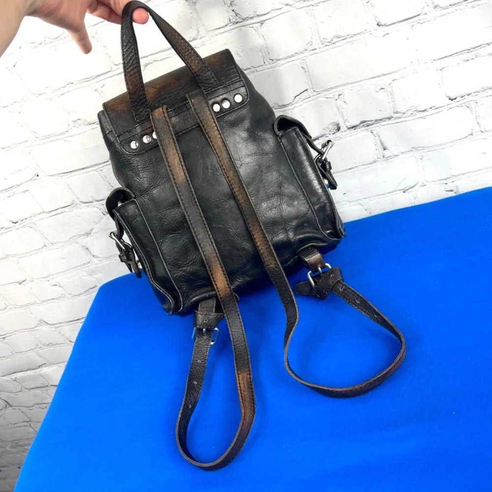 Freebird by Steven Black Leather Backpack with Brown Accents